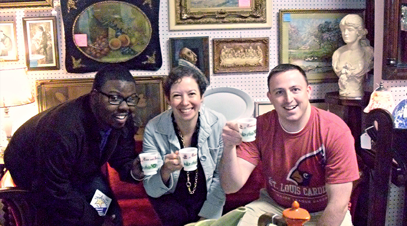 A photograph of happy shoppers at lawson hill antiques